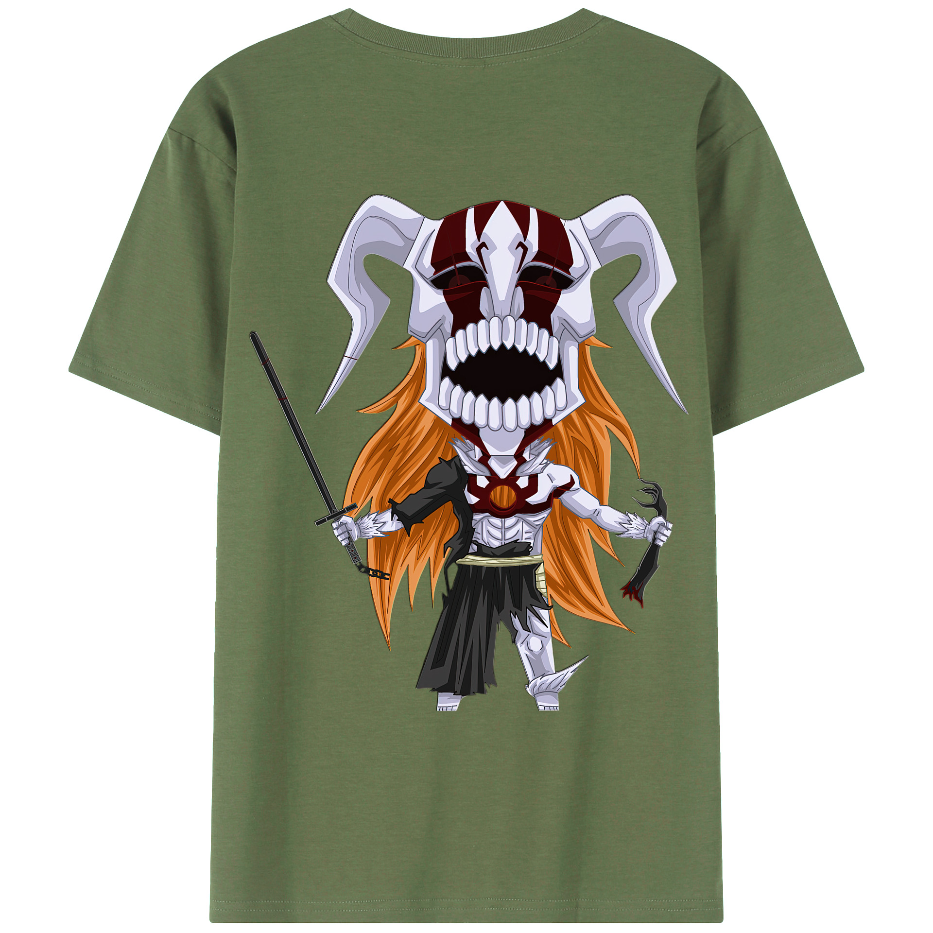 （画像用） ブリーチ 黒崎一護（くろさき いちご）BLEACH Kurosaki Ichigo 綿100％ メンズ半袖Tシャツ（バックプリント） 通気性